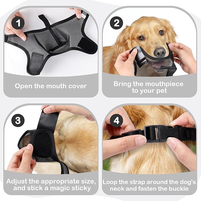 Dog Muzzle, Soft Air Mesh Muzzle for Small Medium Large Dogs Anti Biting Barking Chewing Scavenging, Breathable Adjustable Loop Pets Muzzle with Front Opening Design Allows Panting Drinking (Black,XL)