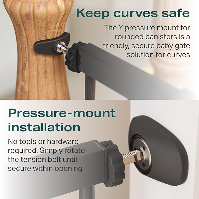 Cumbor 2 Pack 29.7-40.6" Baby Gate for Stairs, Mom's Choice Awards Winner-Dog Gate for Doorways, Pressure Mounted Self Closing Pet Gates for Dogs Indoor, Safety Child Gate with Easy Walk Thru Door