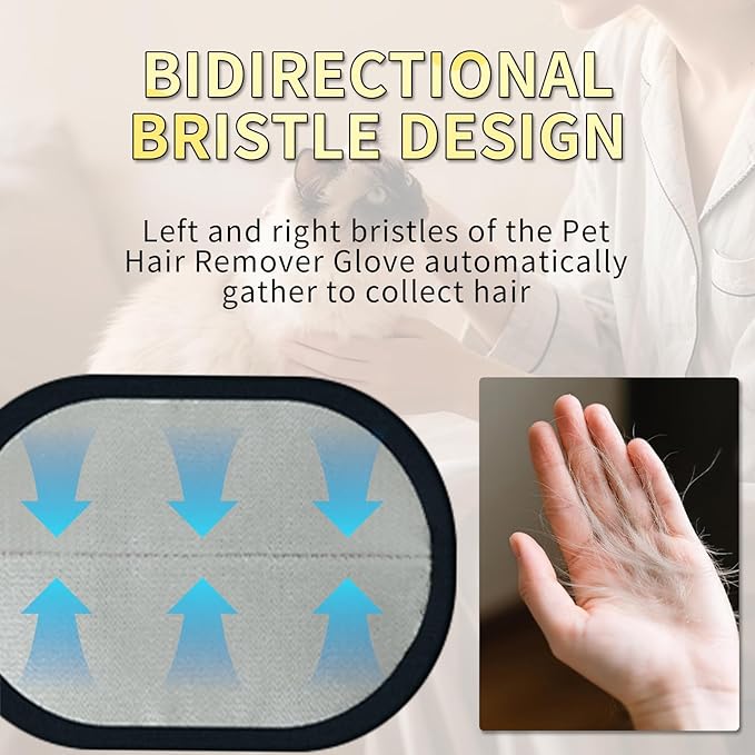 3 Pcs Pet Hair Removal Glove, Electrostatic Pet Hair Removal Gloves, Reusable Cat and Dog Hair Remover, for Couch, Carpet, Furniture, Car, Bedding, Cat Grooming Gloves
