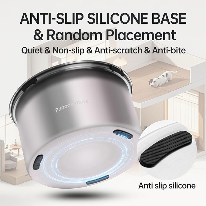 5.6L/190oz Large Dog Water Bowl No Spill, No Drip Dog Water Dispenser with Floating Disk, Stainless Steel Slow Drinking Bowl for Small Medium & Large Dogs