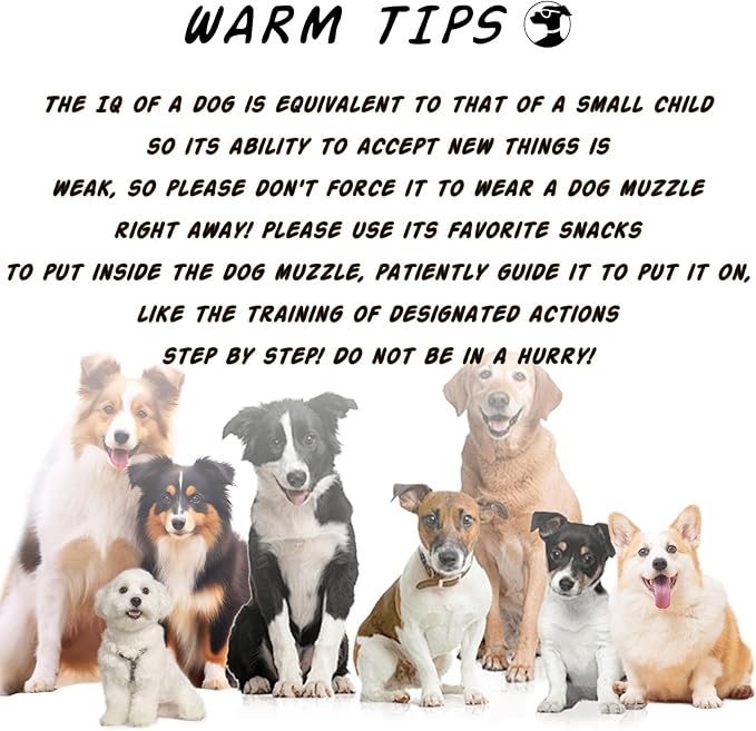 Dog Muzzle, Breathable Basket Muzzles for Small Medium Large Sized Dogs, Adjustable Humane Cage Mouth Cover for Grooming Biting Chewing, Allows Panting and Drinking (Soft Rubber, S)