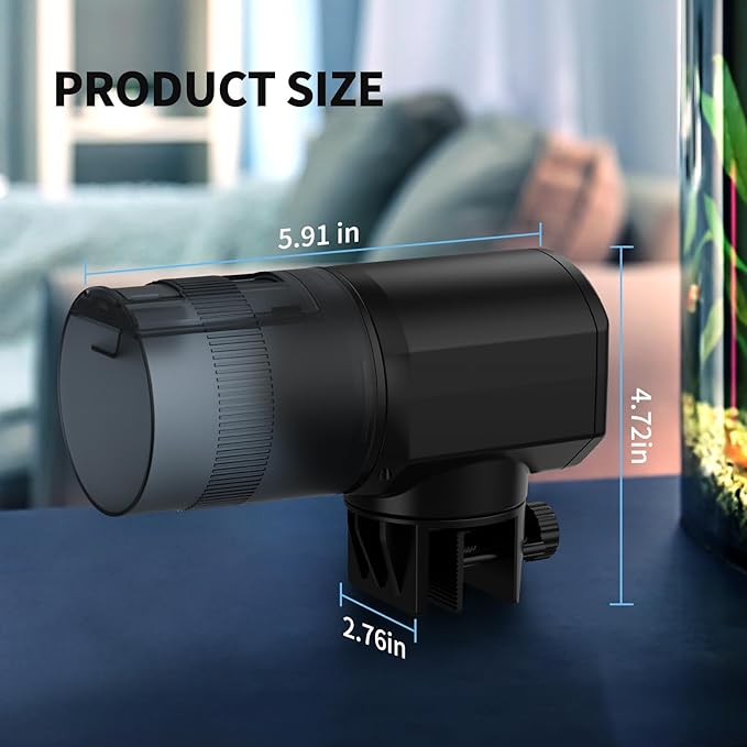 Automatic Fish Feeder for Aquarium: Rechargeable Fish Feeder Dispenser,Moisture-Proof & 200ML Large Capacity Betta Turtle Vacation Feeder,Auto Fish Food Dispenser Timer for Weekends/Business