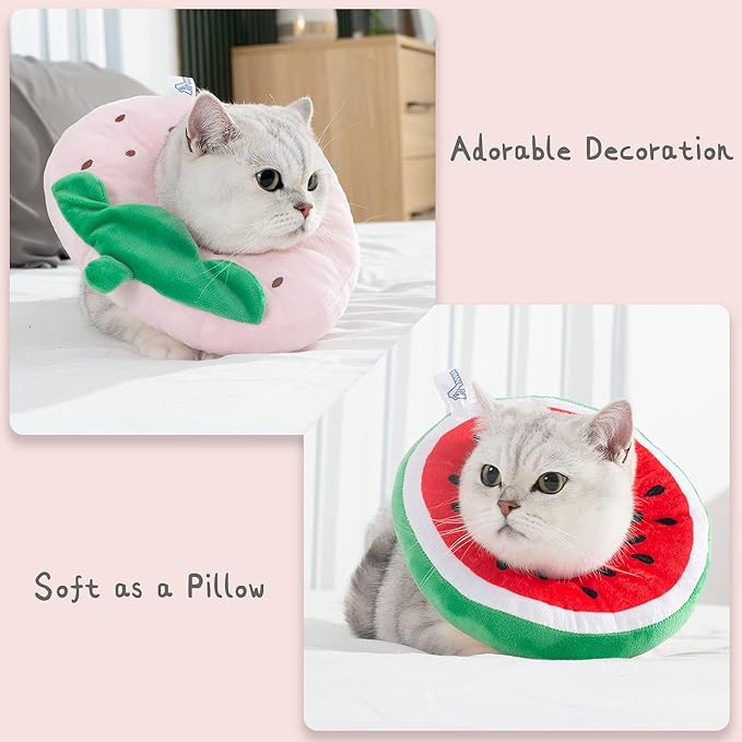 ANWA Adjustable Cat Cone Collar Soft, Cute Cat Donut Collar After Surgery, Kitten Recovery Cones to Stop Licking