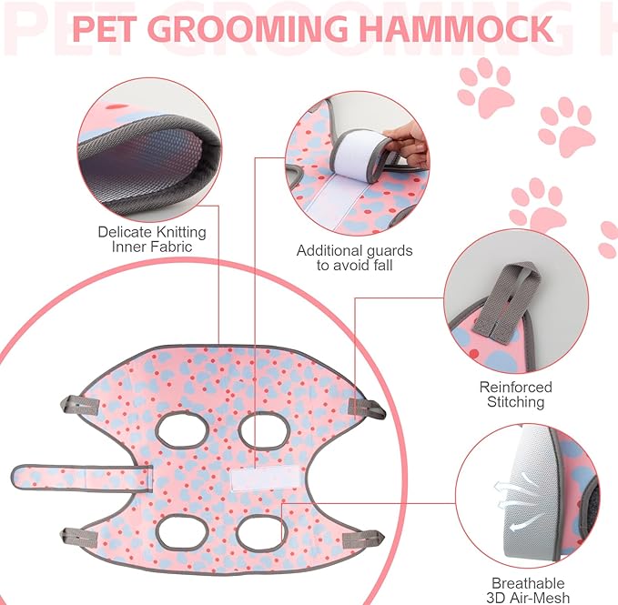 Dog Grooming Hammock for Small Dogs & Cats, Dog Grooming Harness for Nail Trimming, Pet Grooming Sling Helper with Nail Clippers/Nail Trimmers