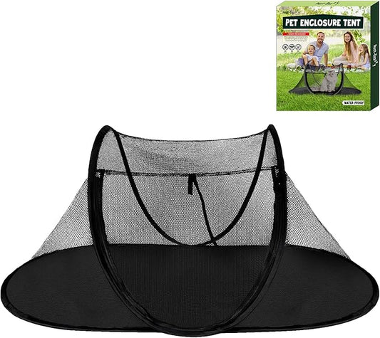 Cat Tent Outdoor, Pet Enclosure Tent Suitable for Cats and Small Animals, Indoor Playpen Portable Exercise Tent with Carry Bag（Black）