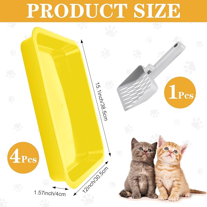 4 Pcs Open Small Kitten Litter Box, 15x12x1.4 Inch Low Entry Mini Open Cat Litter Box Rabbit Litter Pan Portable Shallow Litter Box Waterproof Travel Toilet for Bunny Guinea Pig Small Pet