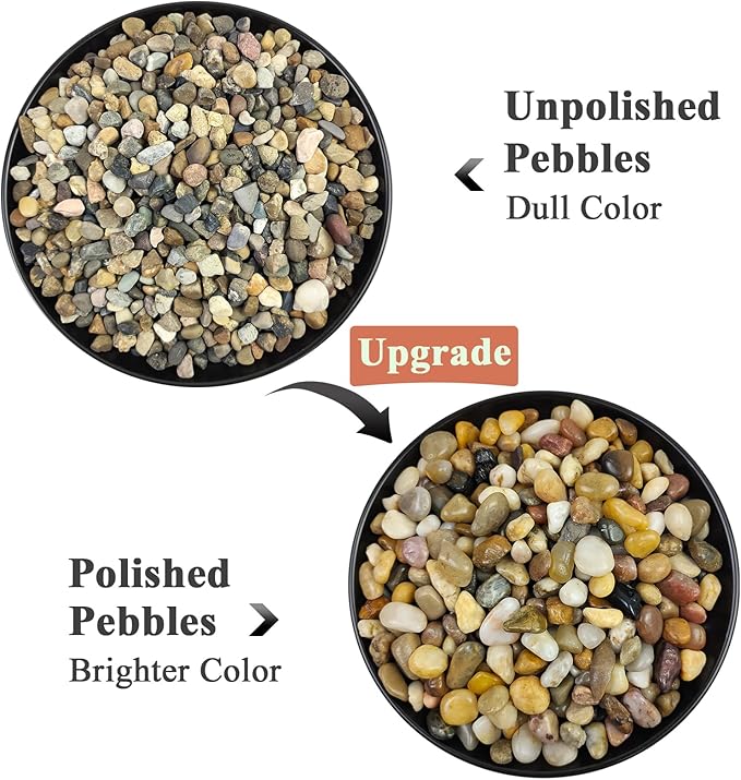 5 lbs Polished Pebbles, 3/8 Inch Pea Gravel for Plants, Decorative Stones River Rocks for Succulent Soil Cover, Cactus, Aquarium, Vase and Outdoor Garden Landscaping