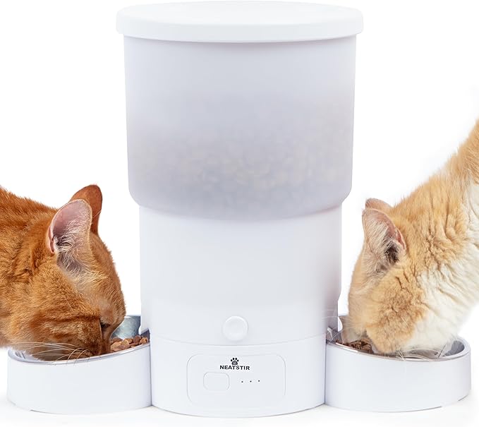 Automatic Cat Feeder for 2 Cats – Dual Food Dispenser with App Control, 5L Capacity (20 Cups), Smart Cat Food Dispenser for Multi Cats, Dual Pet Feeder with Stainless Steel Bowls and WiFi