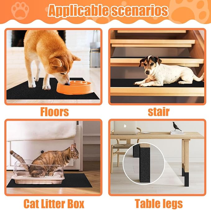 6 PCS Pet Nail Self Adhesive Replacement Emery Paper Fits Most Dog Scratch Pad Cat Litter Box DIY on The Places Where Pets Like to Scratch (10in*17.7in, White)