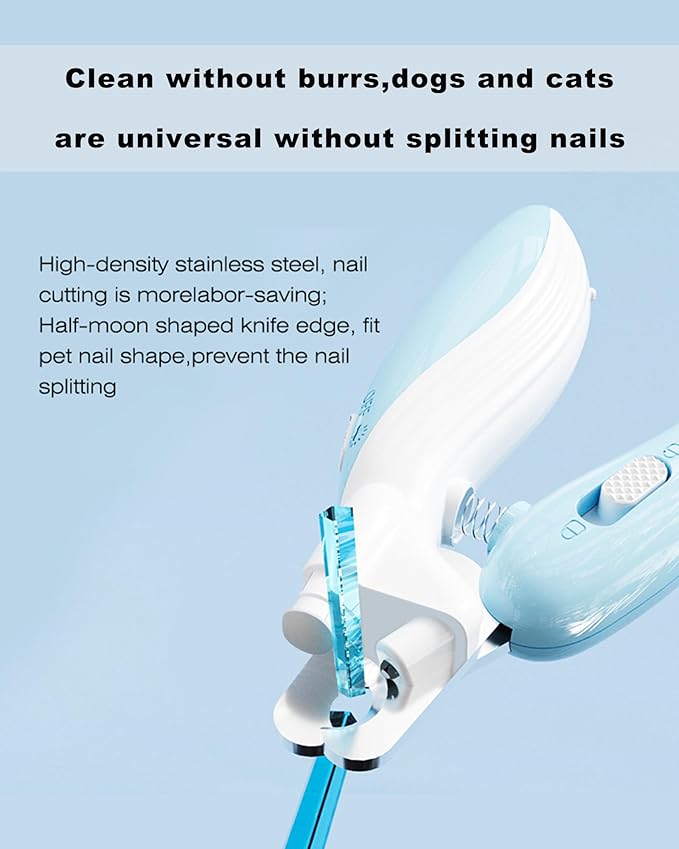 Cat Dog Pet Nail Clippers with Light, Llluminates Cat Dog Nails Or Bloodline, Safety Pet Nail Clipper for Dogs, Cats, Rabbits, Sharp, No Nail Splitting(Blue)