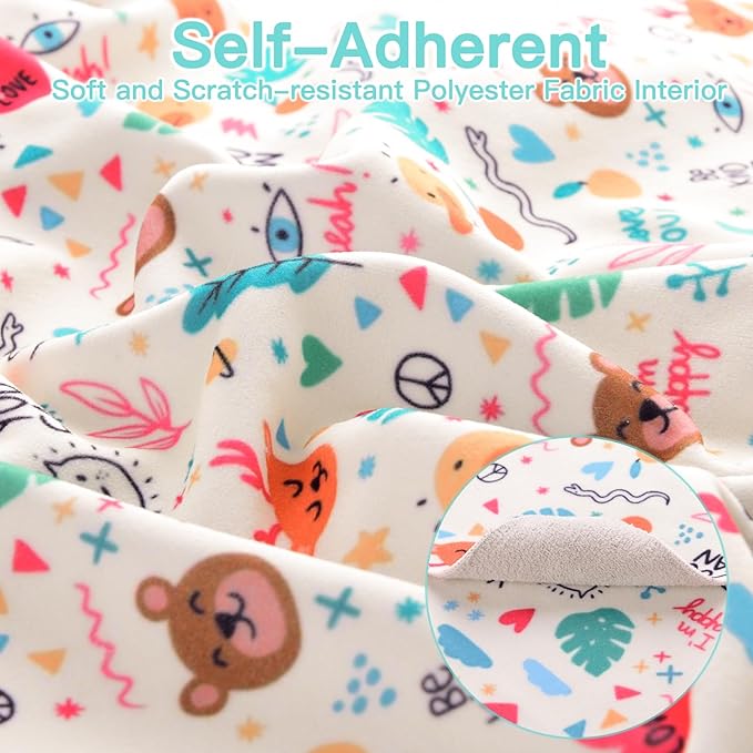 27.6" Cat Grooming Wrap, Cat Wrap for Cutting Nails, Self-Adherent Fabric Wrap for Cats, Cat Burrito Wrap Anti-Scratch, Anti-Escape, Multifunctional Swaddle Wrap Pet Tool (Green Kitten, X Large)