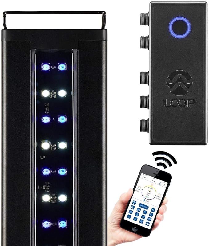 CURRENT USA 48-60" Inch Orbit Marine IC Loop LED Saltwater Reef Marine Aquarium Light with Bluetooth App Control | Wireless Lighting & eFlux Wave Pump Control for Fish Tank (4207)
