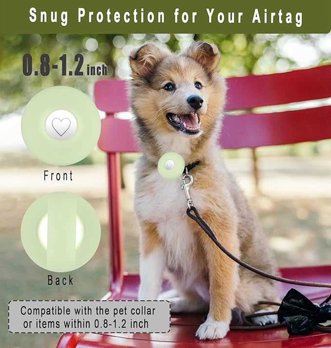 Airtag Holder for Dog Collar, Cibaabo Silicone Air Tag Case Cover Compatible with Apple Airtags for 0.8-1.2inch Cat Pet Collar Harness Loop
