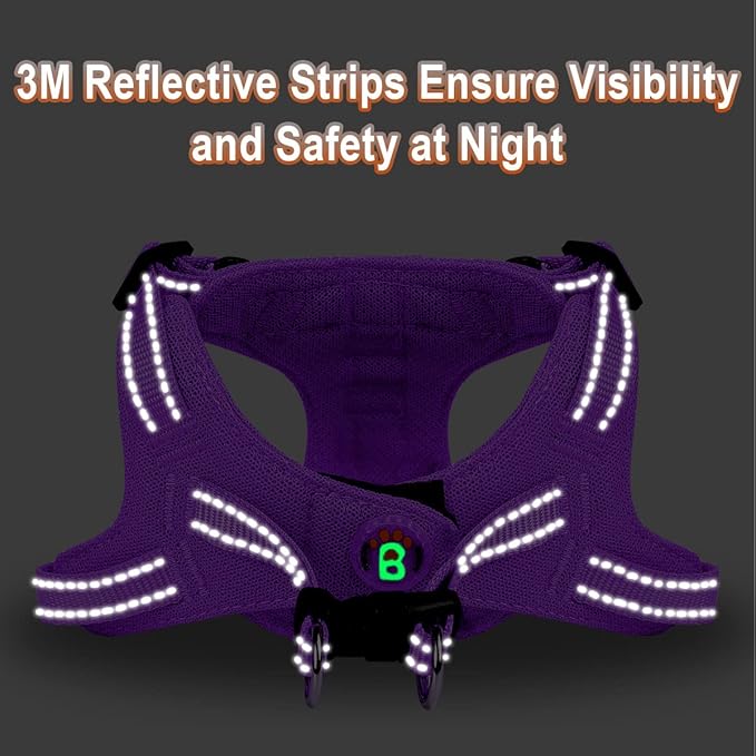 Dog Harness Step in Dog Vest Harness, Reflective Adjustable Puppy No Pull Harness Breathable Soft for Small and Medium Dogs Cats, Purple, S