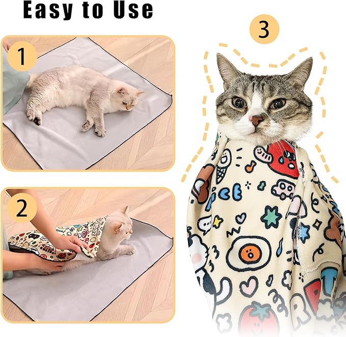 21.7" Cat Grooming Wrap,Self-Adherent Cat Wrap for Cutting Nails,Anti-Escape Pet Swaddle for Medicine,Teeth Brushing,Ear Cleaning(Within 6lbs)
