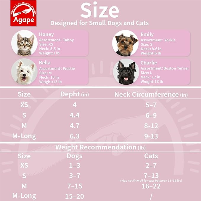 Agape Soft Cone for Cats & Small Dogs, Comfy Pet Cone to Stop Licking, Adjustable Cat E Collar Alternative After Surgery, Protective Elizabethan Collar for Pup & Kitty, Water Repellent Recovery Cone