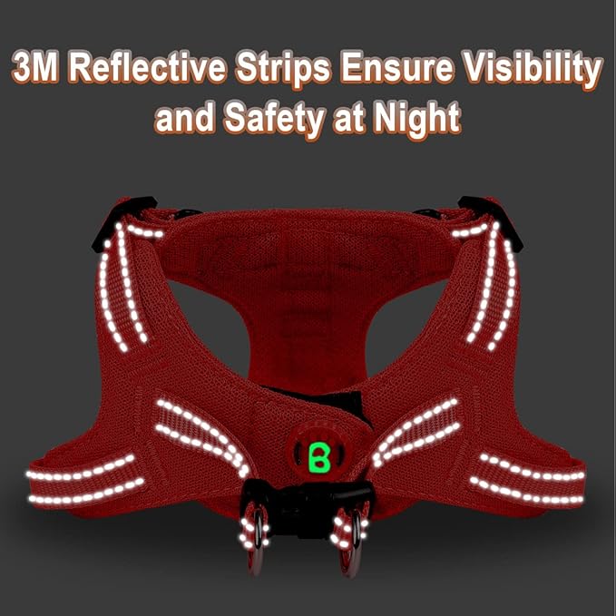 Dog Harness Step in Dog Vest Harness, Reflective Adjustable Puppy No Pull Harness Breathable Soft for Small and Medium Dogs Cats, Red, S