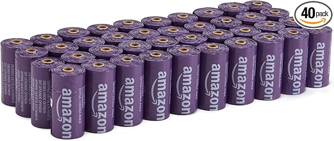 Amazon Basics Premium Dog Poop Bags, 600 Count, Enhanced Leakproof, Premium Lavender Scented