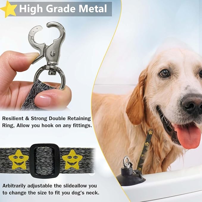 Dog Bathing Tether with Heavy Suction Cup, Dog Grooming Tub Restraint Leash with Adjustable Collar for Pet Cat Shower and Grooming