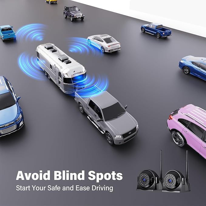 10" Wireless Backup Camera System, HD 1080P Digital Back Up Camera Systems with 10 Inch Quad Split DVR Monitor for Truck, RV, Trailer, W102