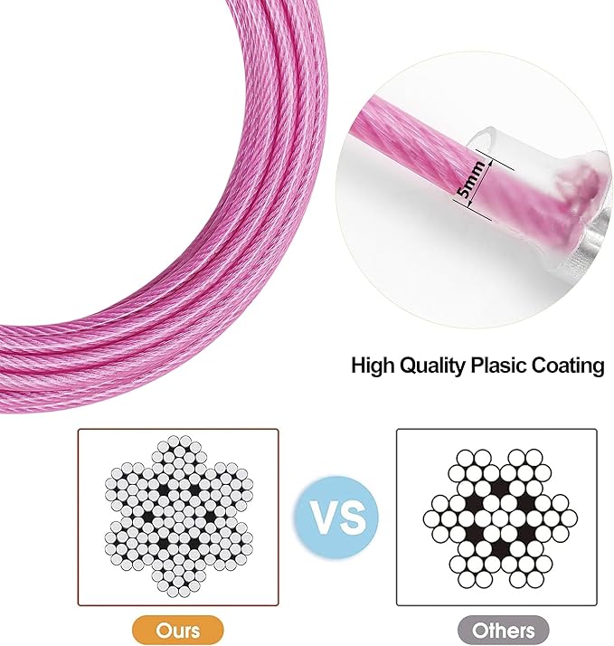 Dog Tie Out Cable for Outside,10FT Long Dog Leash&Chains with Swivel Hook,Small-Large Dogs Runner Cable for Yard,Heavy Duty Dogs Lead Line for Outdoor and Camping (500lbs 10FT, Pink)