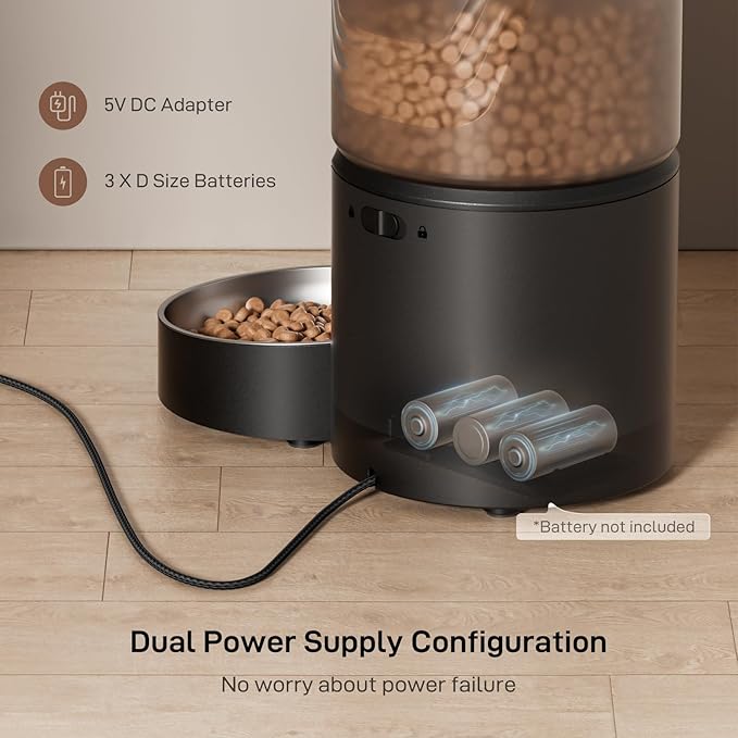 Automatic Cat Feeder: 3L Auto Food Dispenser with Timed Feeding| 6 Meal Programmable& 1-20 Portion Precise Control- Easy to Clean for Cat Indoor| Desiccant Keep Food Fresh with Staiess Bowl