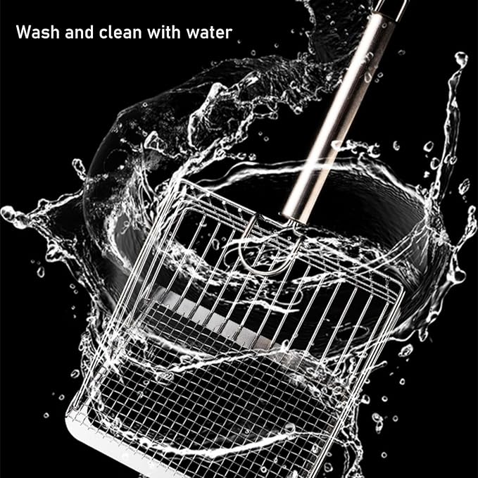 Cat Litter Scoop, Metal Scooper, Deep Shovel, Ergonomic Handle, Kitten Poop Sifting, Durable, Heavy Duty Speed Sifter, for Litter Box （Silvery-Gray）