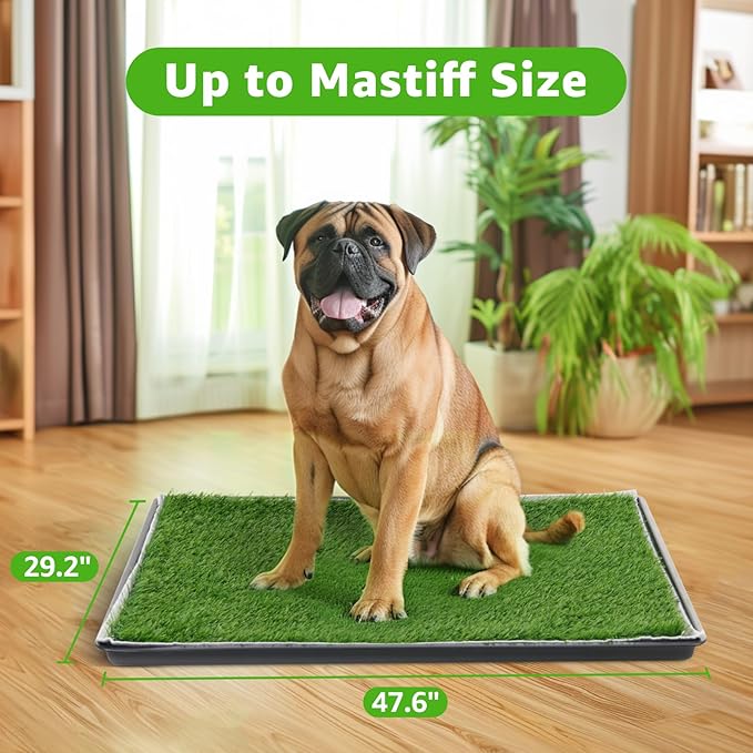 Dog Grass Large Potty Patch, Dog Litter Boxes Artificial Grass Bathroom Turf for Pet Training, Washable Puppy Pee Pad, Perfect Indoor/Outdoor Portable Potty Pet Loo
