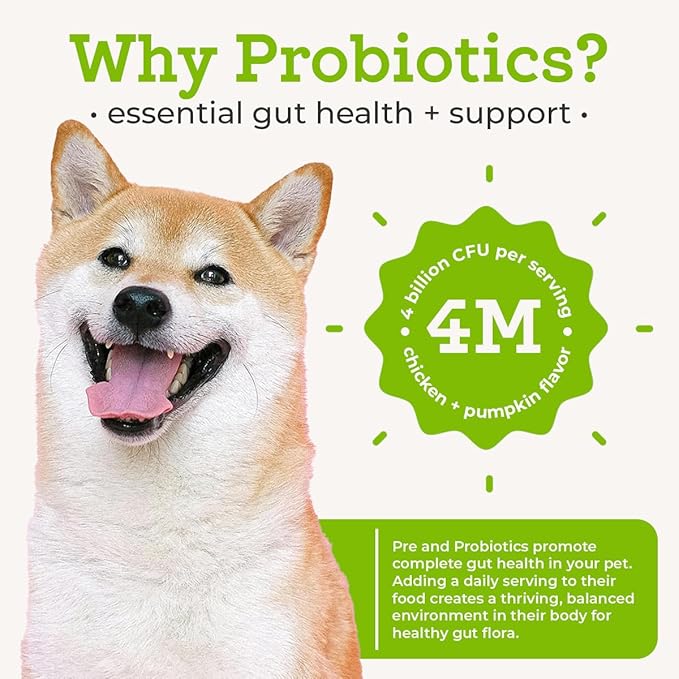 Dr. Joseph's VetPro Complete Advanced Powdered Pre & Probiotics for Dogs, 90 Scoops, Supports Gut Health, Diarrhea, Digestive Health & Seasonal Allergies, Chicken/Pumpkin Flavor, Add to Food