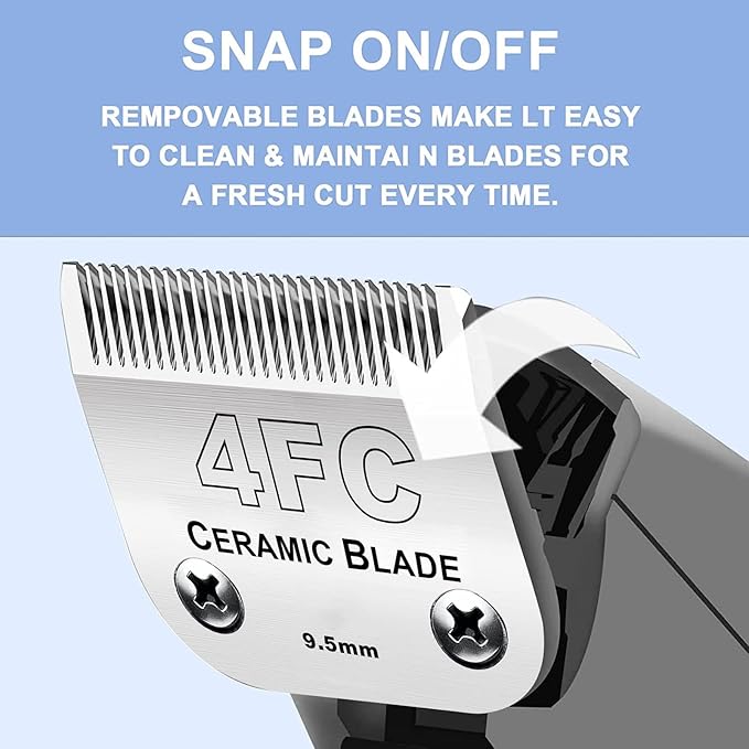 2PC 4FC Blade Detachable Pet Clipper Replacement Blades Compatible with Andis Pet Clipper/Oster A5/Wahl KM Series Dog Clipper,Ceramic Blade & Stainless Steel Blade