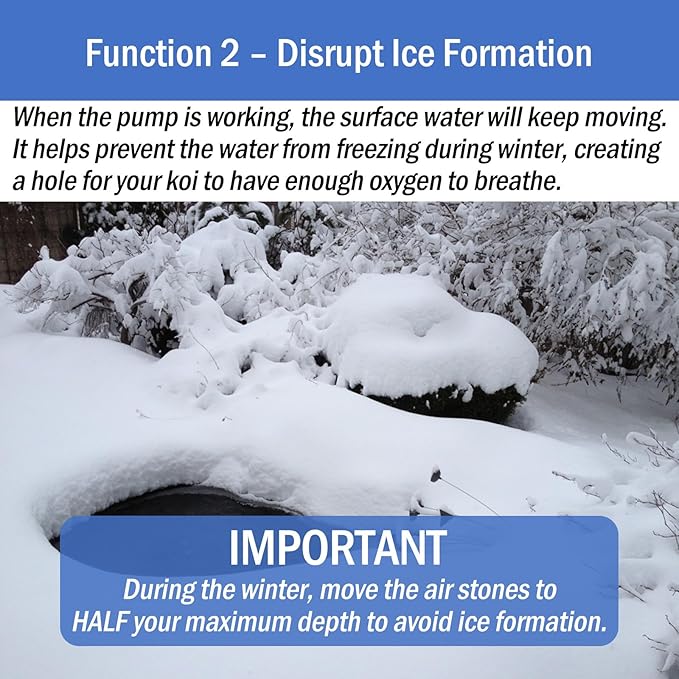 AquaMiracle All-in-One Koi Pond Aerator for Outdoor Ponds, Pond Air Pump Pond Aeration System with Self-Sinking Airline Flow Control Rubber Air Diffuser