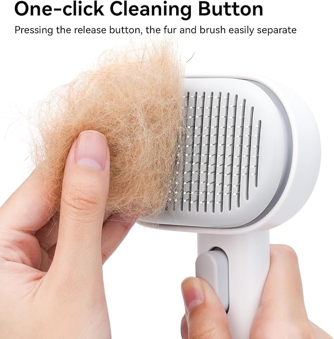 Aumuca Cat Brush for Shedding, Cat Brushes for Indoor Cats, Cat Brush for Long or Short Haired Cats, Cat Hair Brush Cat Grooming Deshedding Brush for Dog Kitten Horse Massage Removes Loose Fur, White