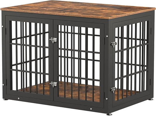 42 Inch Heavy Duty Dog Crate Furniture for Large and Medium Dogs, Decorative Pet House End Table, Wooden Cage Kennel Furniture Indoor, Rustic Brown