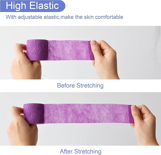 9 Pack 2" x 5 Yards Self Adhesive Bandage Wrap Self Stick Wrap for Ankle, Wrist, Finger, Sports, Breathable Cohesive Vet Tape for Pets (Purple)