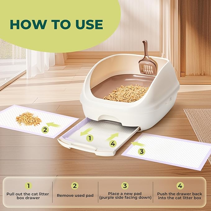 Cat Pads Refills for Tidy Cats Breeze Litter System - Super Absorbent 6-Layer Pads for Odor Control, Lavender Scented - 16.9" x 11.4" - Pack of 40 Litter Box Replacement Pads