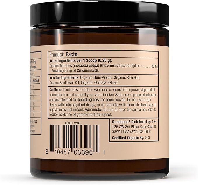 Bark & Whiskers Organic Curcumin, 2.64 Oz. (75 g), 300 Scoops, Promotes Mobility & Joint Health, Veterinarian Formulated, Non-GMO, Certified USDA Organic, Dr. Mercola