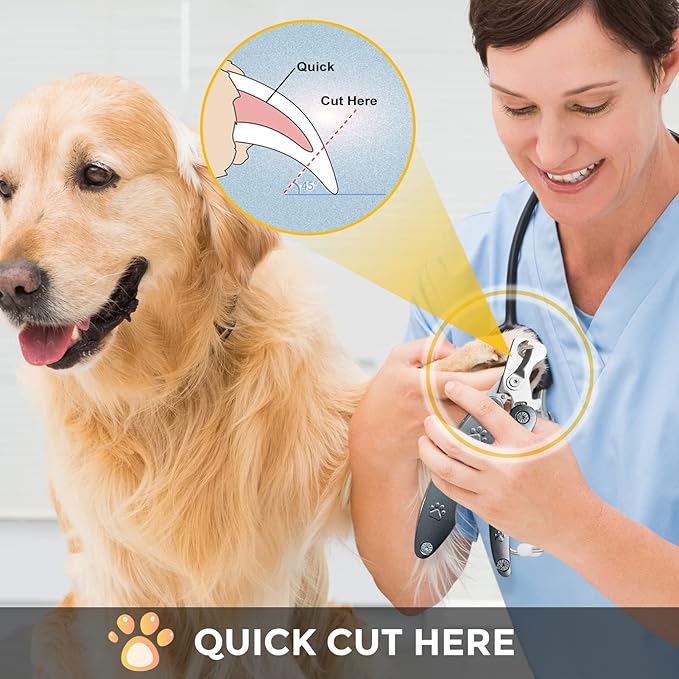 Best Dog Nail Trimmers for Anxiety Sensitive Dogs, Quiet Sharpest Smoothest Nail Clippers for Large Dog Medium Small, Professional Stainless Steel with Nail File & Comb, Left-Handed Friendly