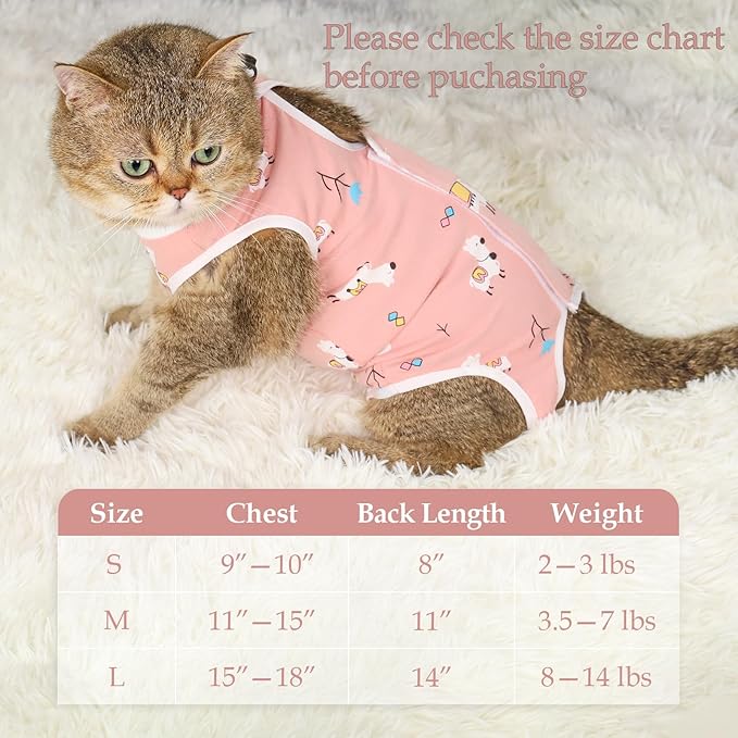 ANWA Cat Recovery Suit, Breathable Cat Onesie After Surgery, Kitten Surgery Recovery Suit, Female Abdominal Wounds