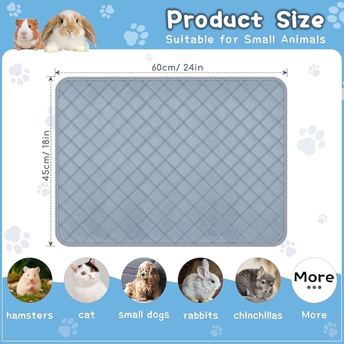 6 Packs Washable Guinea Pig Cage Liners, Waterproof Guinea Pig Pee Pads Reusable Absorbent Bedding Anti Slip Mats for Small Animals Bunny Rabbit Hamster (24 x 18in)