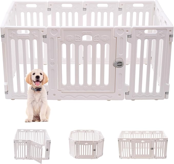 Dog Playpen with Door, DIY Shape Combination Puppy Pen,25.5" H 10-Panel Dog Fence,Non-Slip & Secure Pet Gate, Easy to Assemble(Standard Room)