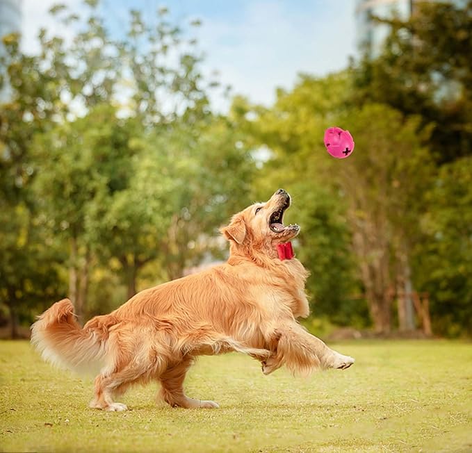 AUSCAT Dog Treat Dispensing Toys, Dispensing Puzzle Dog Toy for Aggressive Chewers, Rubber Dog Treat Dispenser, Interactive Stimulation Dog Food Toys, Pitaya Shape