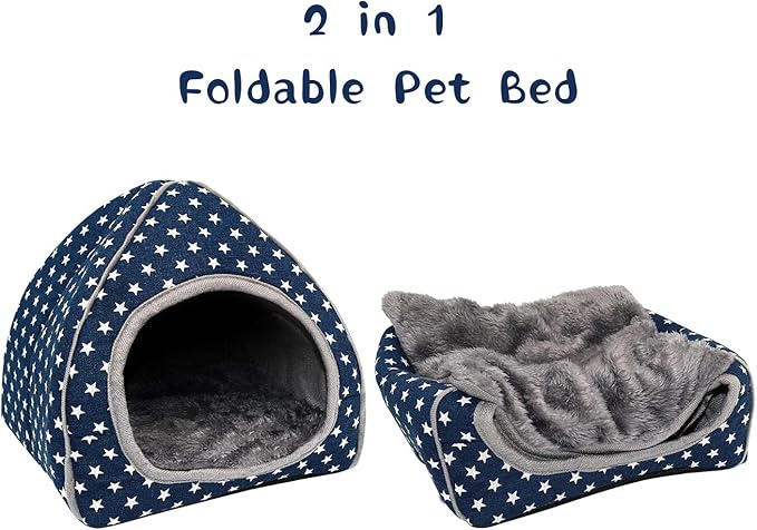 BWOGUE Guinea Pig House Bed Cozy Hamster Cave Large Hideout for Dwarf Rabbits Hedgehog Bearded Dragon Winter Nest Hamster Cage Accessories