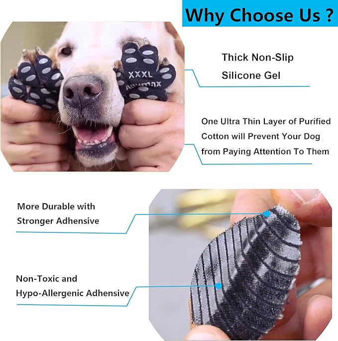 Dog Paw Protector Gripper Traction Pads,Dog Paw Covers,Foot Stickers in Summer Hot/Winter Cold Pavement,Dog Shoes Booties Socks Replacement,12 Sets (48 pcs) S Multicolor