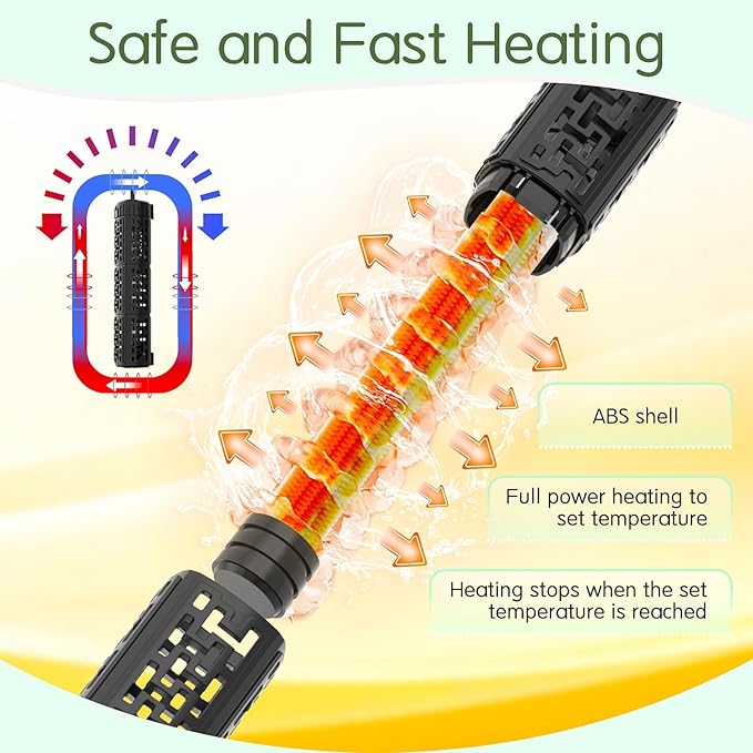 AQQA Fish Tank Heater,Aquarium Heater 50W 150W 250W 400W 500W 800W for 3-220 Gal,Set Temperature 59℉-93℉ Temperature Accuracy,Out of Water or High Temperature Automatic Power Off (800W to 120-220 gal)