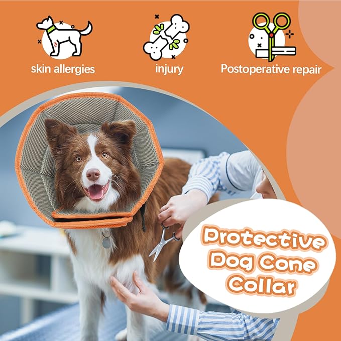 Dog Cone Collar After Surgery, Adjustable Soft Recovery Cone for Small Dogs to Stop Licking, Light-Weight Comfortable Elizabethan Collar for Dogs Anti-Bite Lick Protective Wound
