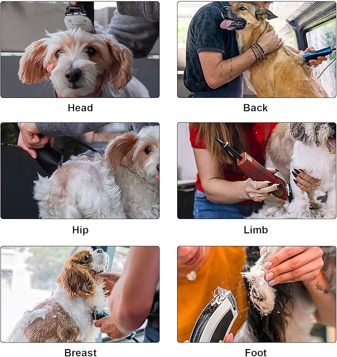 Detachable Pet Dog Clipper Blades, Compatible with Size-4FC (9.5mm), Most Oster A5, KM Series Clippers,Made of Ceramic Blade & Stainless Steel Blade 2Pack