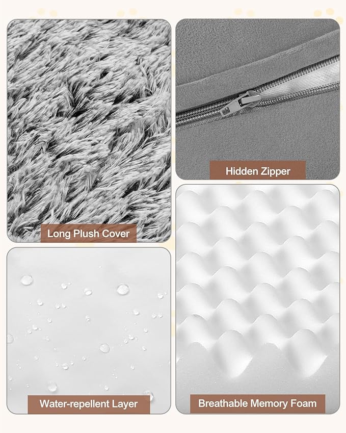 Dog Beds for Jumbo Dogs, 47.5"x35"x7.6", Removable and Washable Cover, Raised Reboundable Edges, Non Slip Bottom, Extra Big Size, Orthopedic Oval Memory Foam Pet Bedding, Indoor