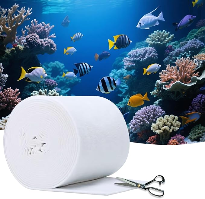 Aquarium Polishing Filter Pad-Ultra Fine 50 Micron Filter Floss for Crystal Clear Water,Cut-to-Size Filter Media for Fish Tank,Safe for Fish/Reef/Turtles(24" x 36", 1 Pack)