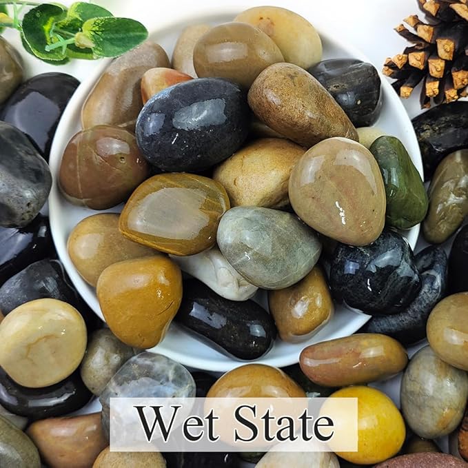40lbs Natural River Rocks, 1-2" Premium Pebbles for Garden and Landscape Design, Hand-Picked Smooth Stones for Fish Tank, Flower Pots, Indoor Water Fountains, Pathways, Backyard