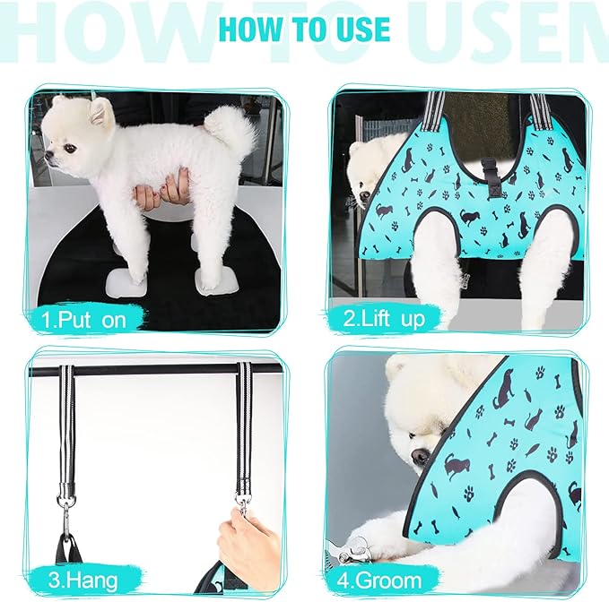 Dog&Cat Grooming Hammock - Pet Harness for Grooming Nail Trimming (XS 15lb), Dog Sling for Nail Clipping, Dog Hanging Holder for Cutting Nail with Nail Clippers